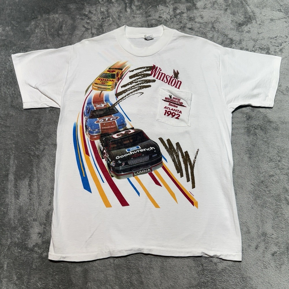 VTG 1992 Dale Earnhardt NASCAR Winston Cup T Shirt Mens XL Pocket Atlanta